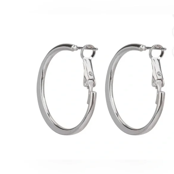 Hoop earrings silver tones hypoallergenic. - Picture 2 of 6